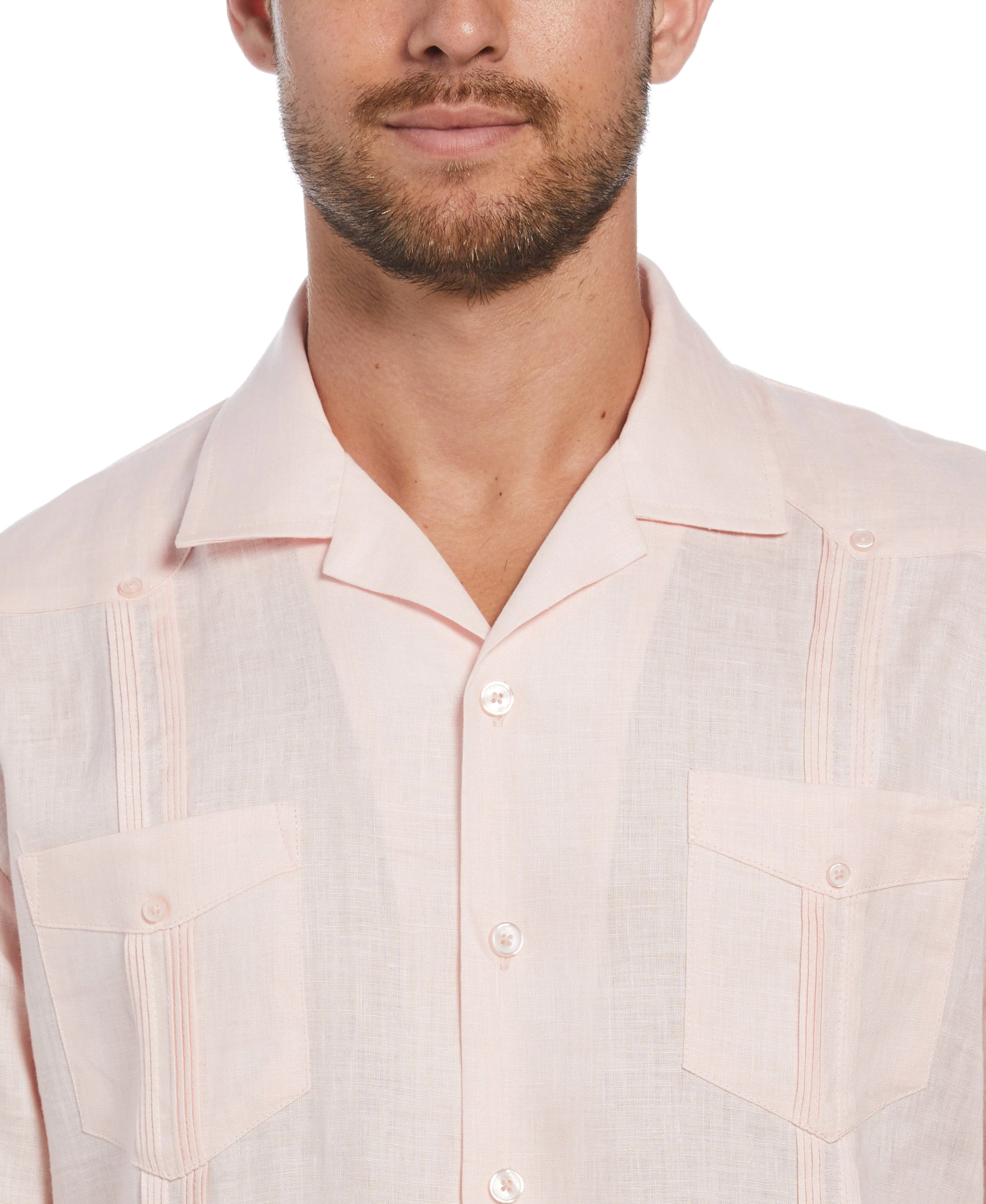 100% Linen Classic Guayabera Shirt - Short Sleeve