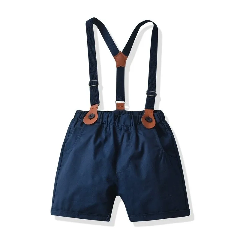 4-Piece Gentleman Bow Tie Shirt and Suspender Shorts Set