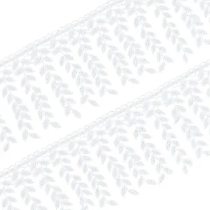 7.5 Yards Lace Trim with Leaf Tassel Ribbon White Sewing Fringe Trim Crafts Decorative Trim DIY Sewing Craft Lace Trim for Wedding Bridal Dress Party Clothes Decoration