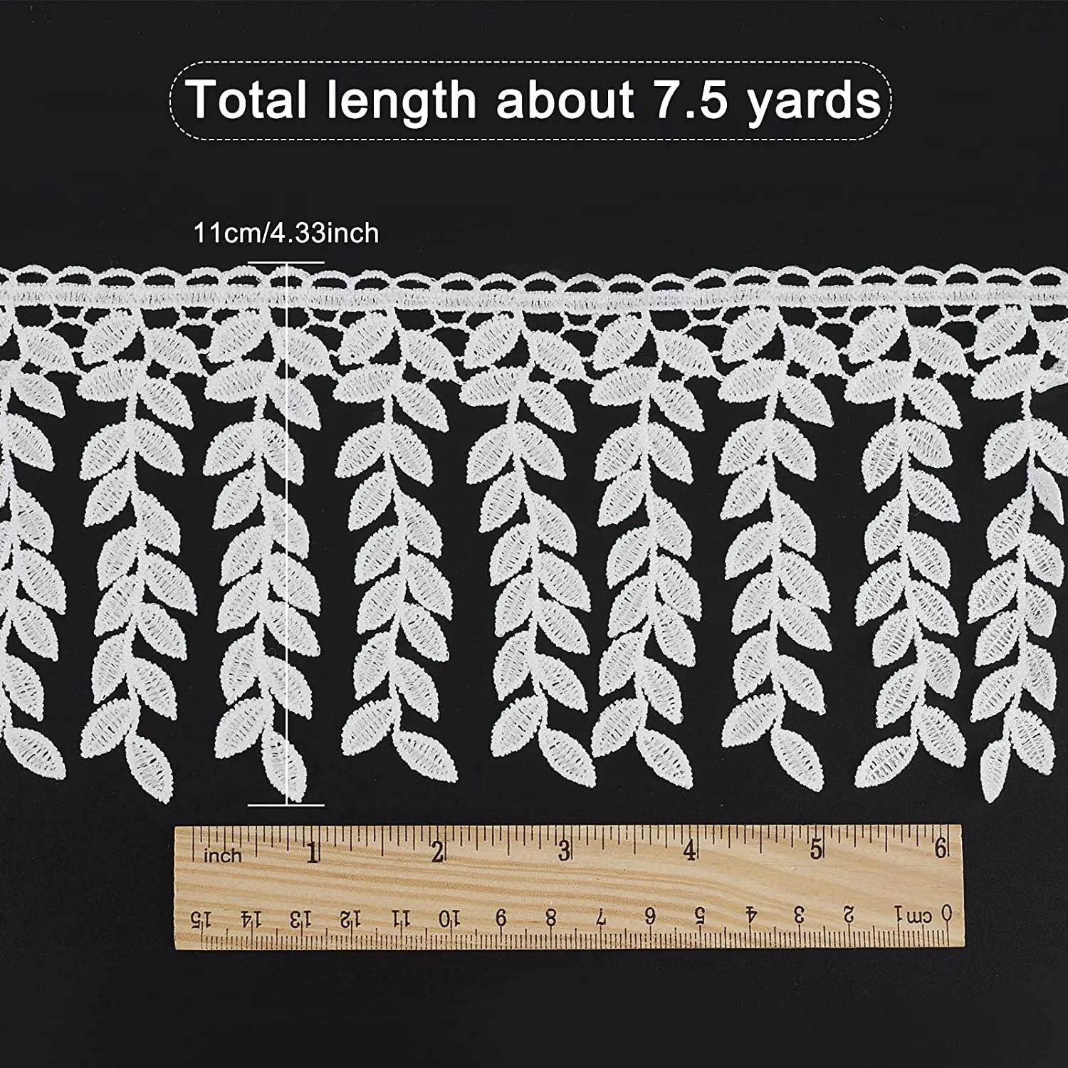 7.5 Yards Lace Trim with Leaf Tassel Ribbon White Sewing Fringe Trim Crafts Decorative Trim DIY Sewing Craft Lace Trim for Wedding Bridal Dress Party Clothes Decoration