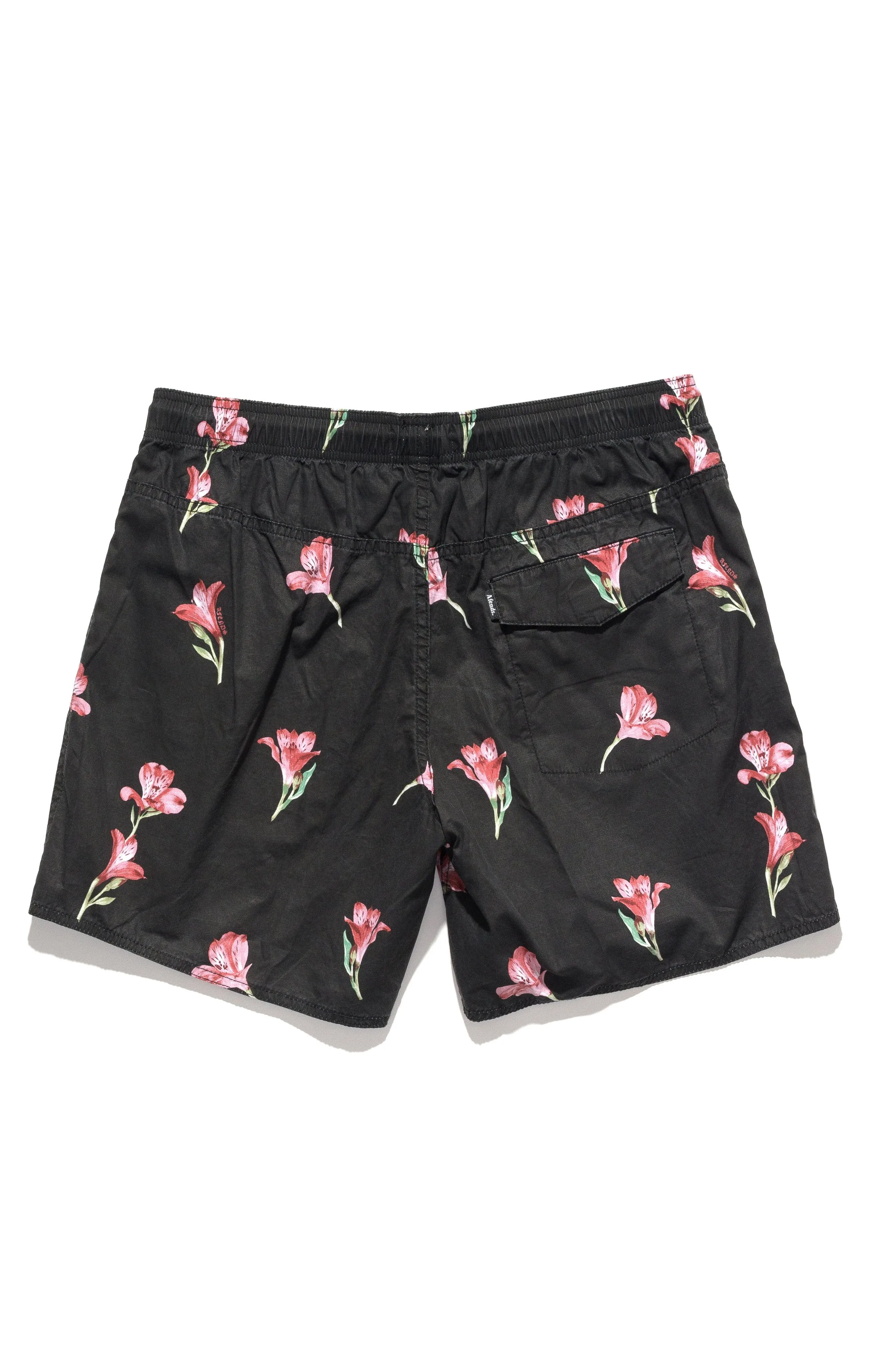 Afends Mens Baywatch - Black Alstro - Elastic Waist Swim Shorts