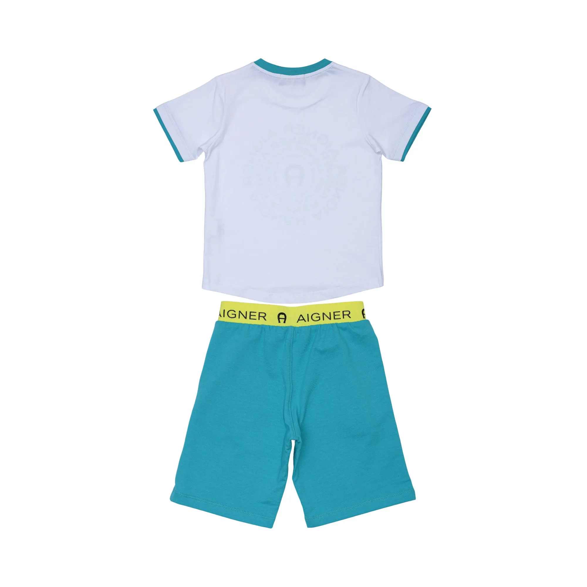 Aigner Kids Boy's White & Green Set T-Shirt & Bermuda