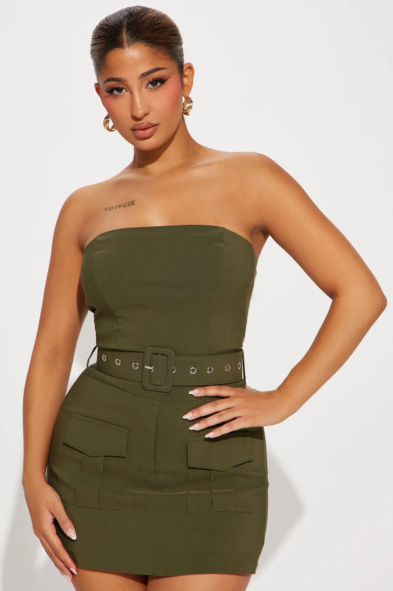 Alba Cargo Romper - Olive
