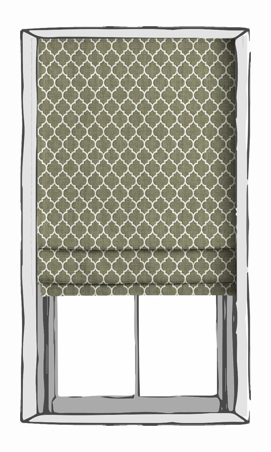 'Alba' Trellis Tile Print Roman Shades (Green/ White)