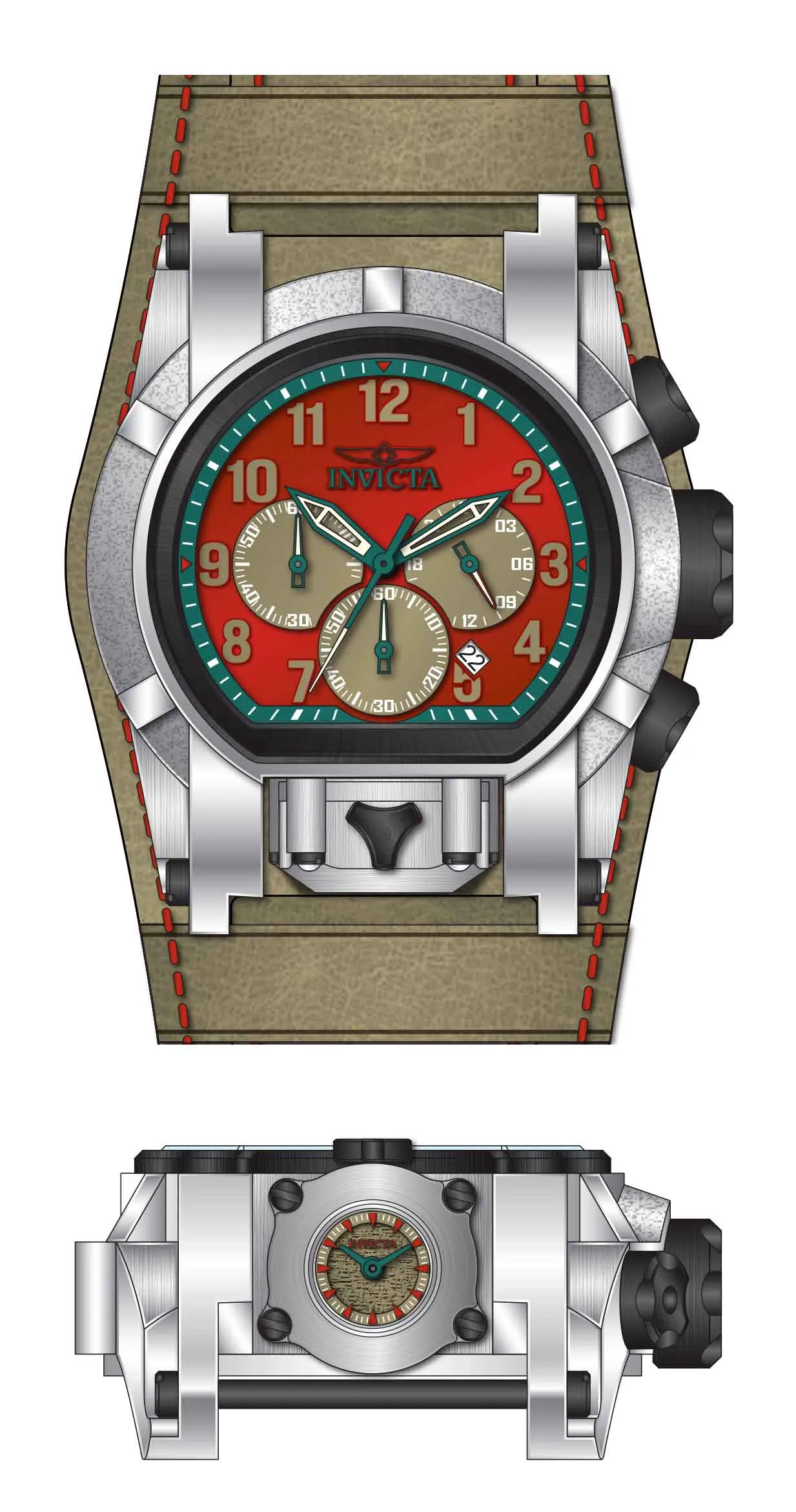 Band for Invicta Bolt Bolt Zeus Magnum Men 37252