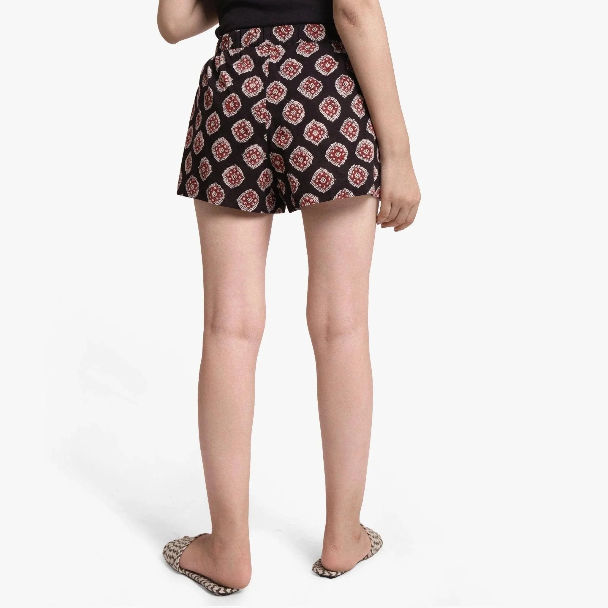 Black Geometric Block Printed Elasticated Short Boxer Shorts