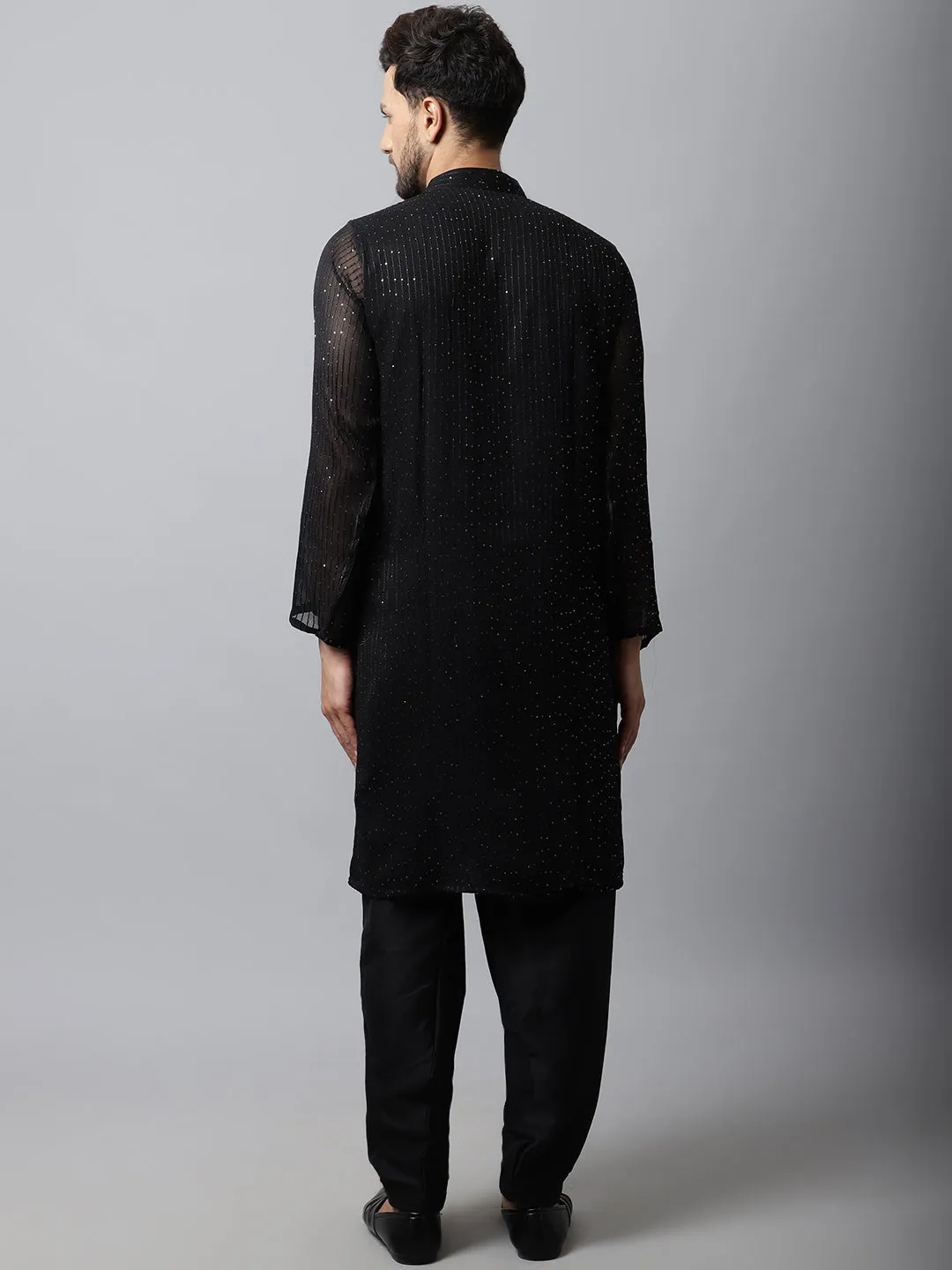 Black Sequin Embroidered Kurta