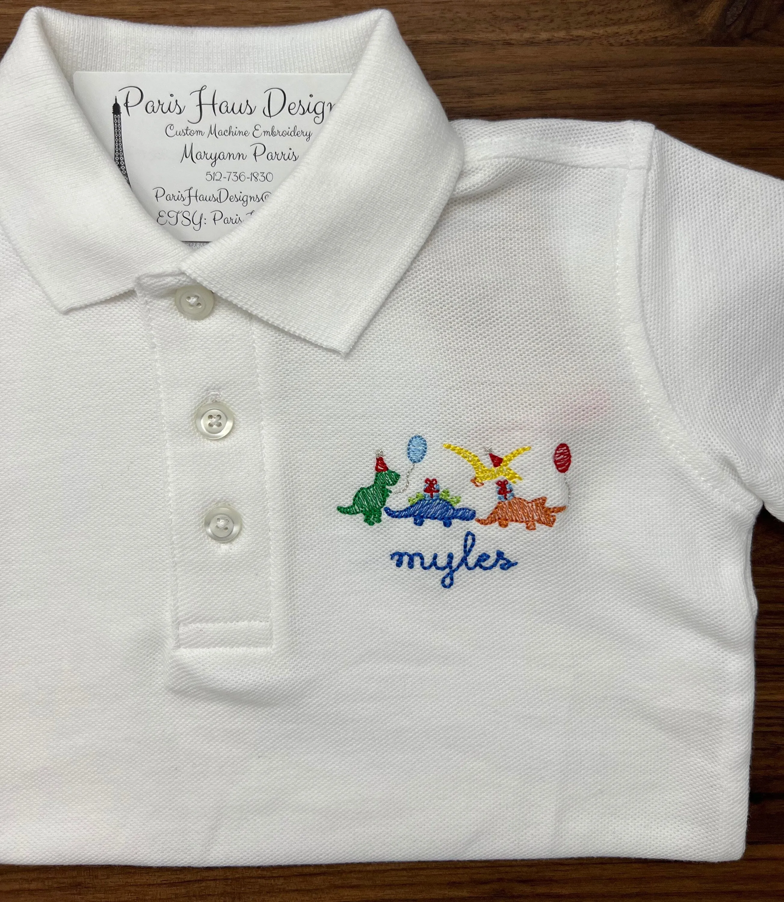 Boys Birthday Dinosaur Monogram Polo Design