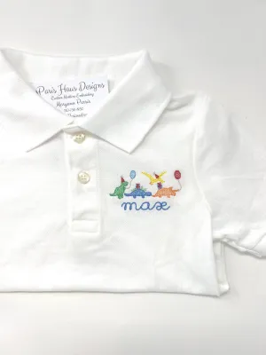 Boys Birthday Dinosaur Monogram Polo Design