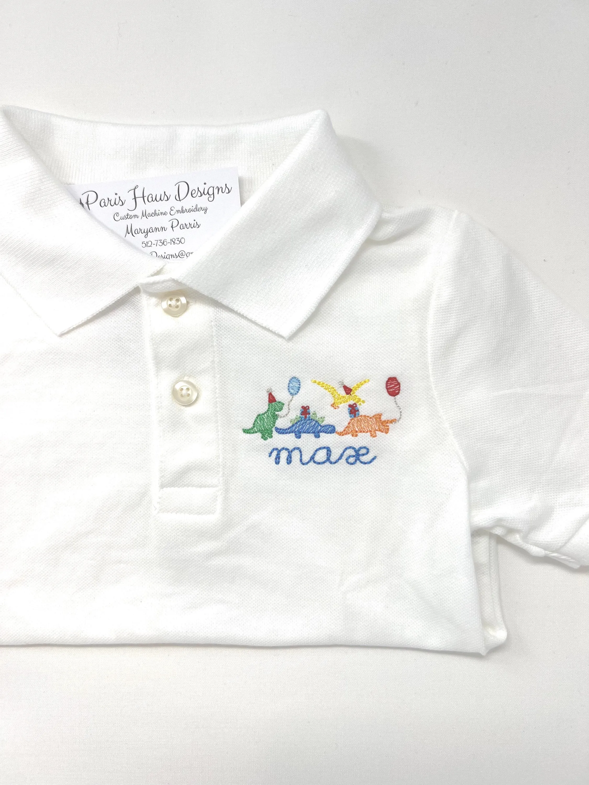 Boys Birthday Dinosaur Monogram Polo Design