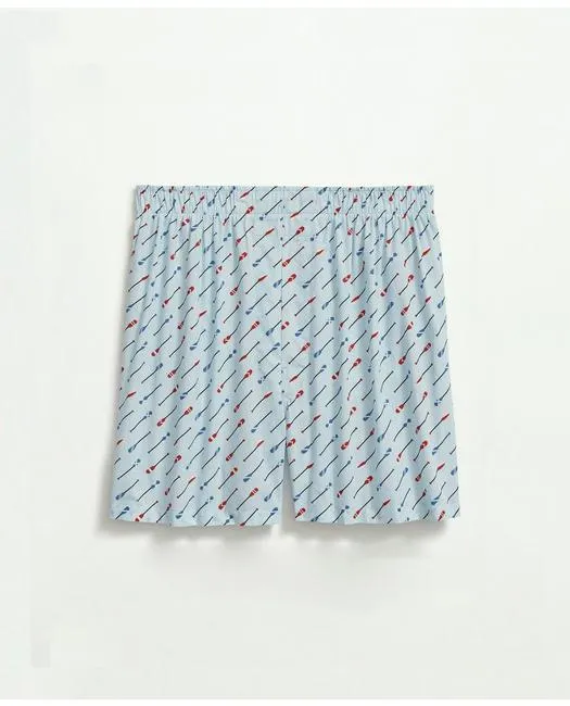 Brooks Brothers Men's Cotton Broadcloth Oar Pattern Boxers Light Blue