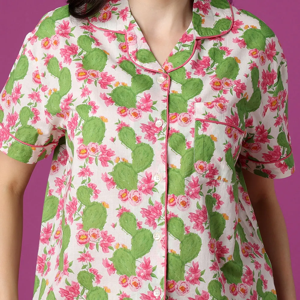 Cactus Flower Shorts PJ Set