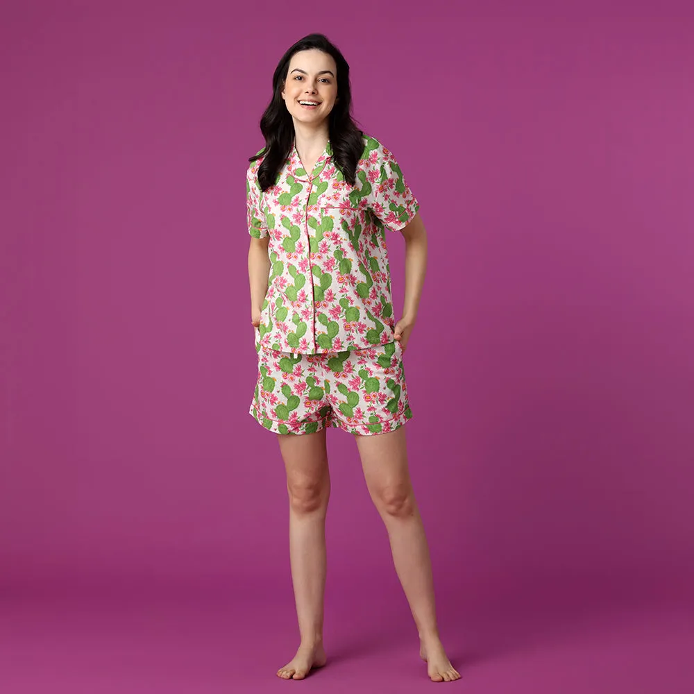 Cactus Flower Shorts PJ Set