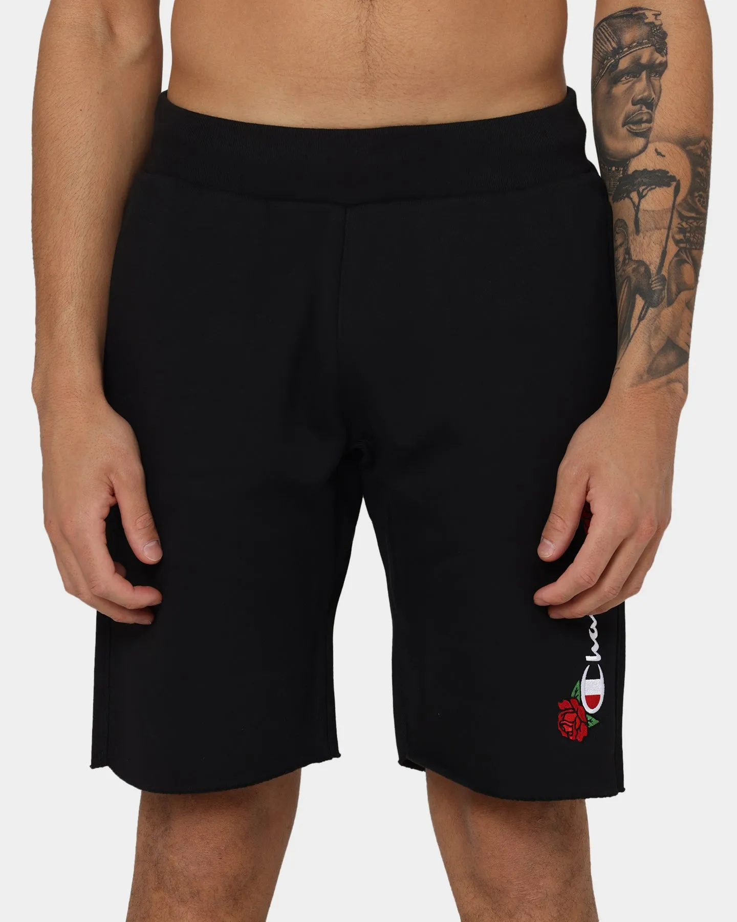 Champion Reverse Weave Rose Embroidery Shorts Black