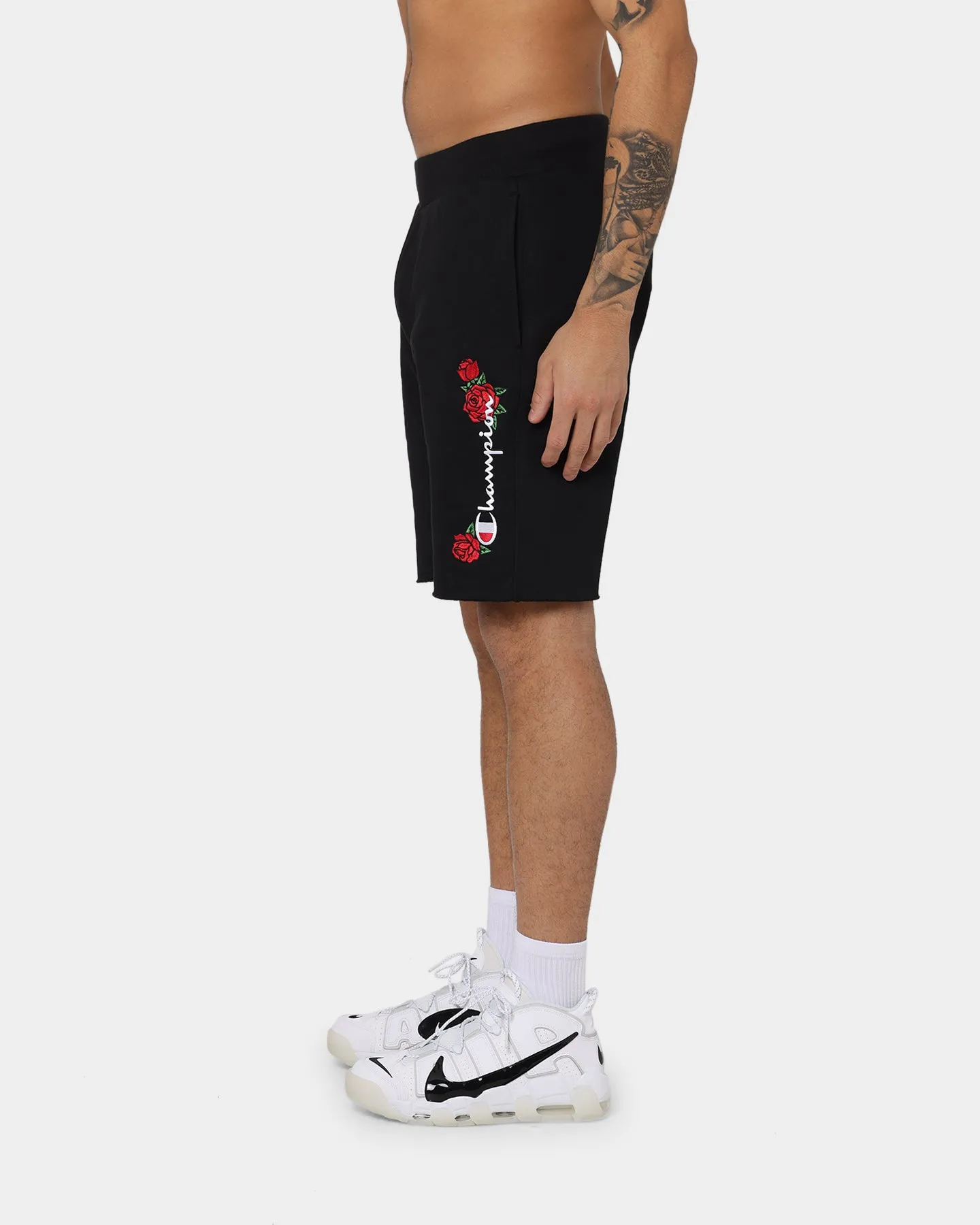 Champion Reverse Weave Rose Embroidery Shorts Black