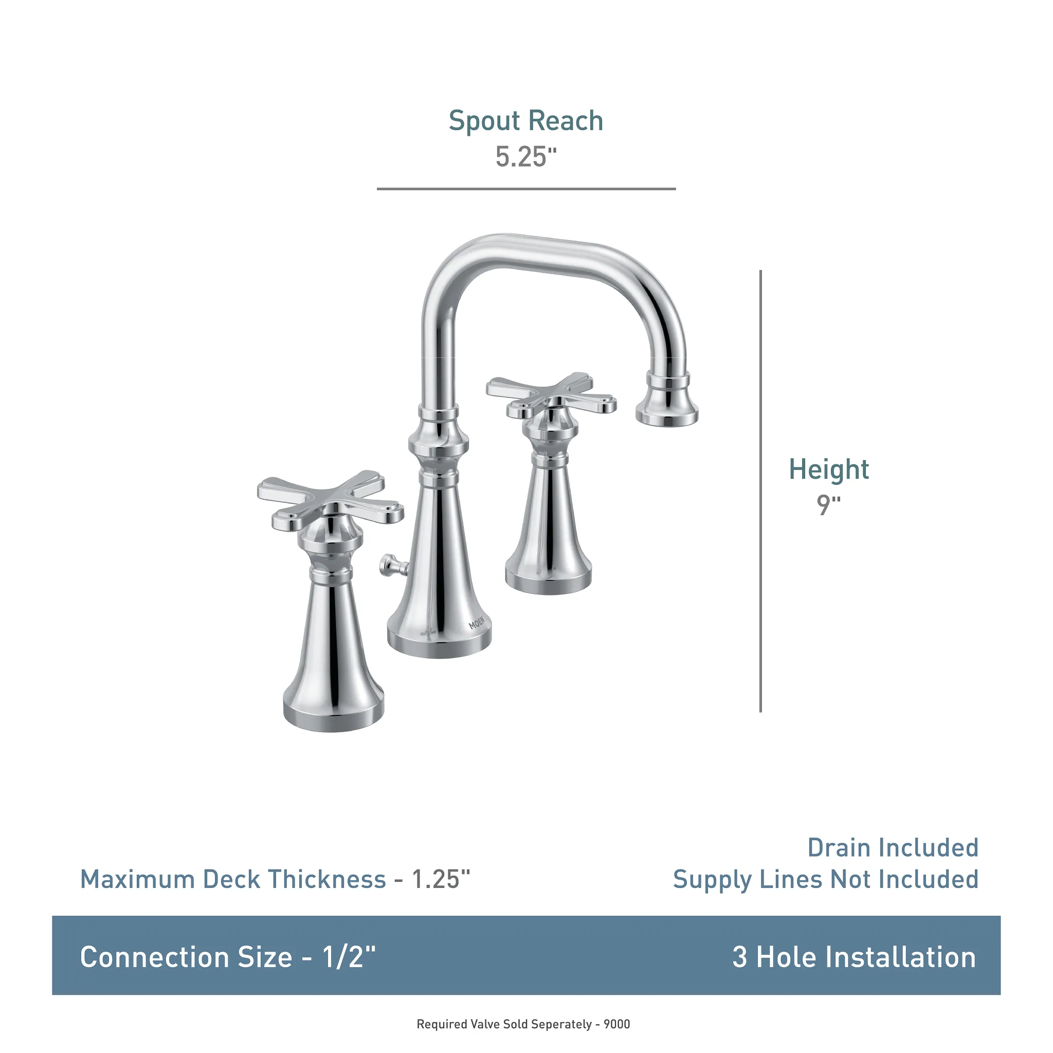 Colinet Chrome two-handle high arc bathroom faucet