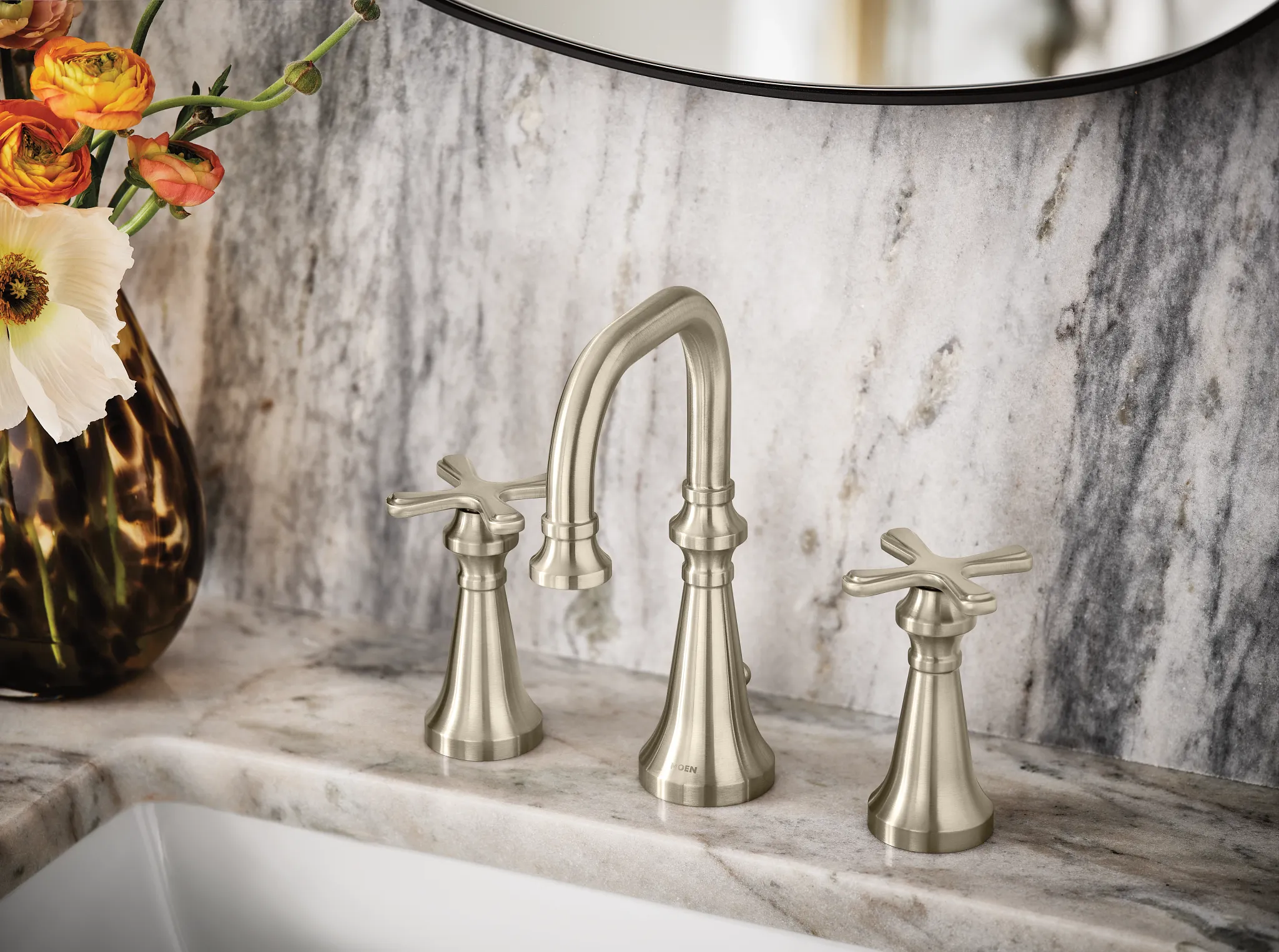 Colinet Chrome two-handle high arc bathroom faucet