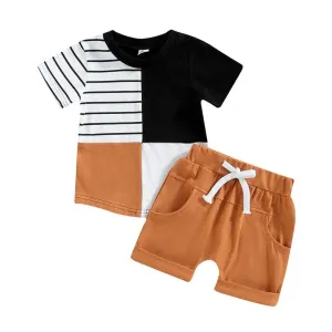 Color Block Striped Baby Set