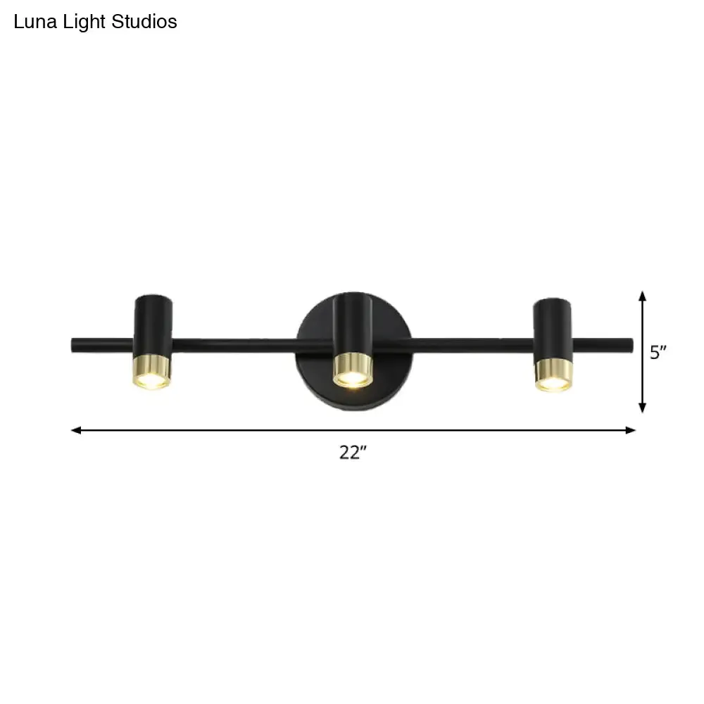 Contemporary Black Adjustable 3-Bulb Wall Sconce Vanity Light