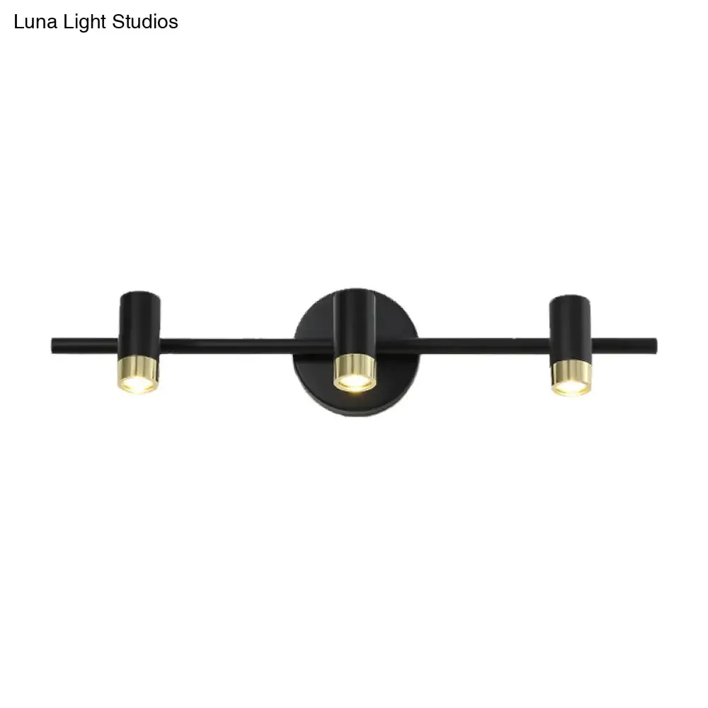 Contemporary Black Adjustable 3-Bulb Wall Sconce Vanity Light