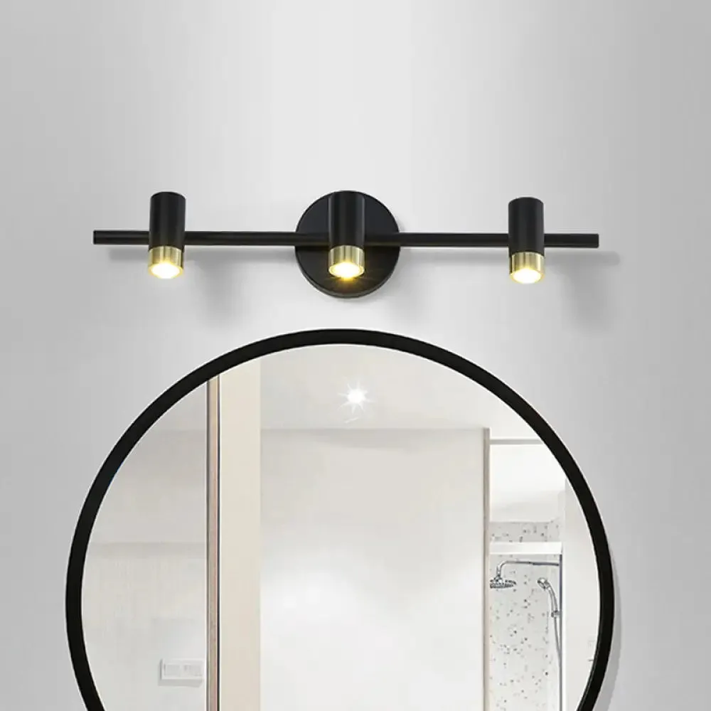 Contemporary Black Adjustable 3-Bulb Wall Sconce Vanity Light