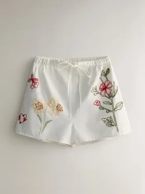 Cotton shorts with embroidery