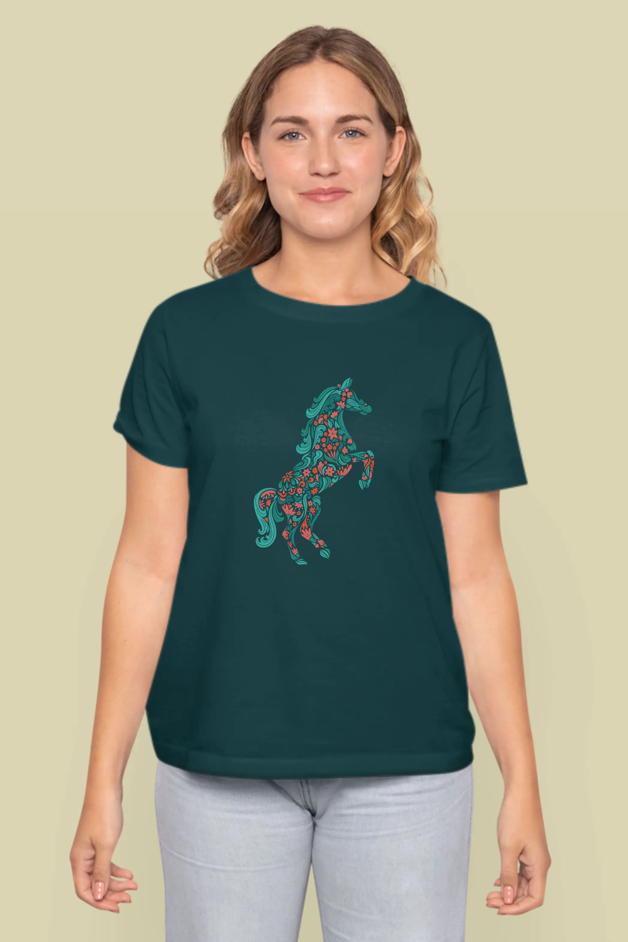 Floral Horse Printed T-shirt for women