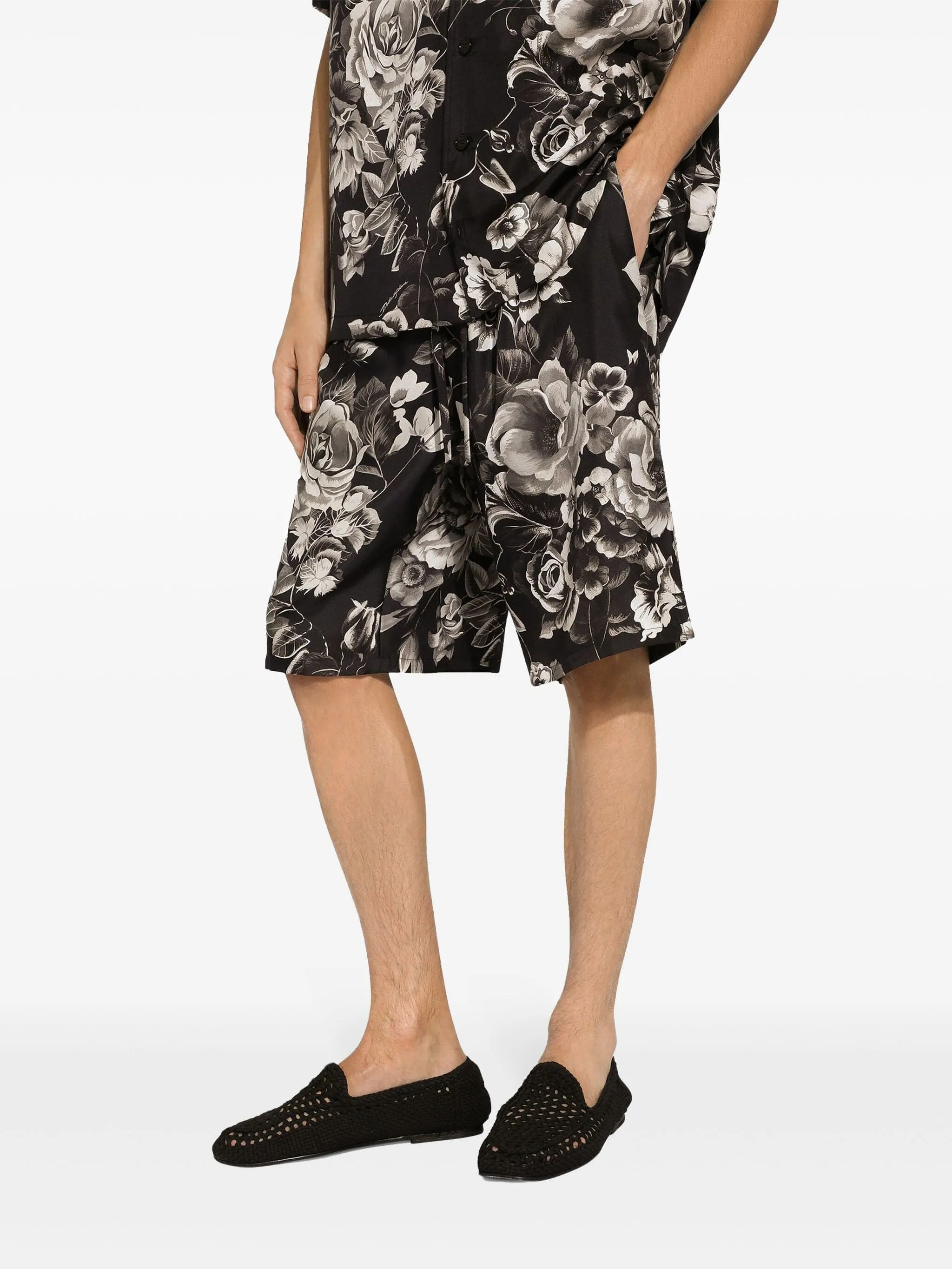 Floral-Print Silk Shorts