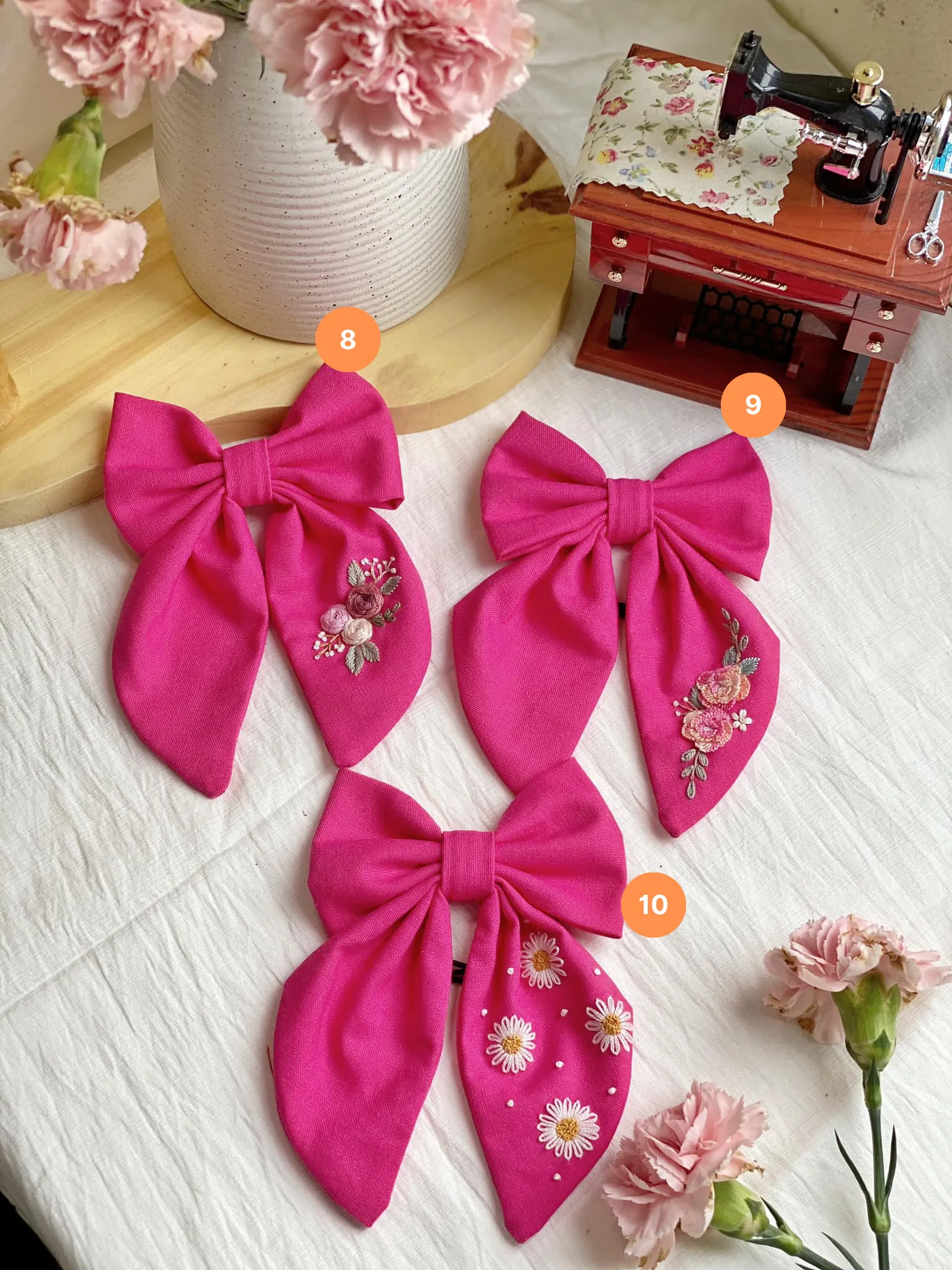Hand Embroidered Custom Hair Bow - Personalized Name Clip for Girls - Unique Bridesmaid Gift