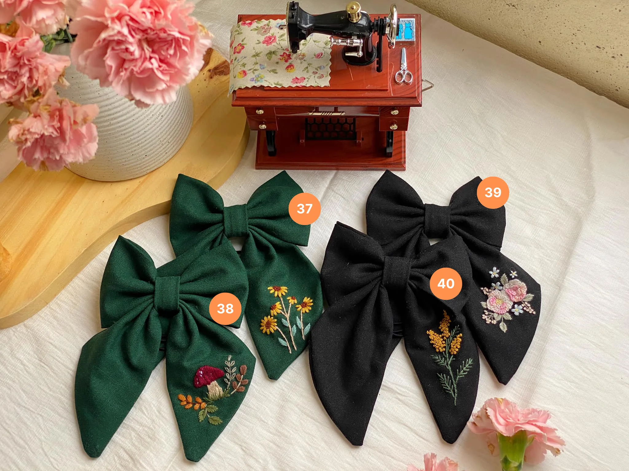 Hand Embroidered Custom Hair Bow - Personalized Name Clip for Girls - Unique Bridesmaid Gift