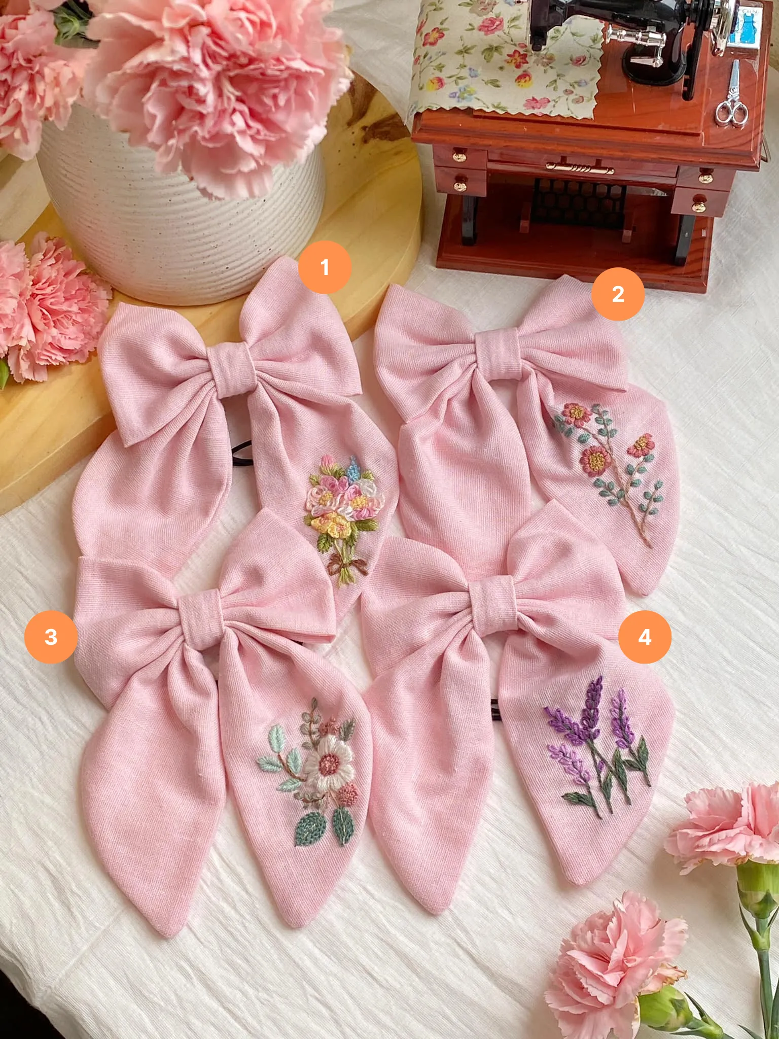 Hand Embroidered Custom Hair Bow - Personalized Name Clip for Girls - Unique Bridesmaid Gift