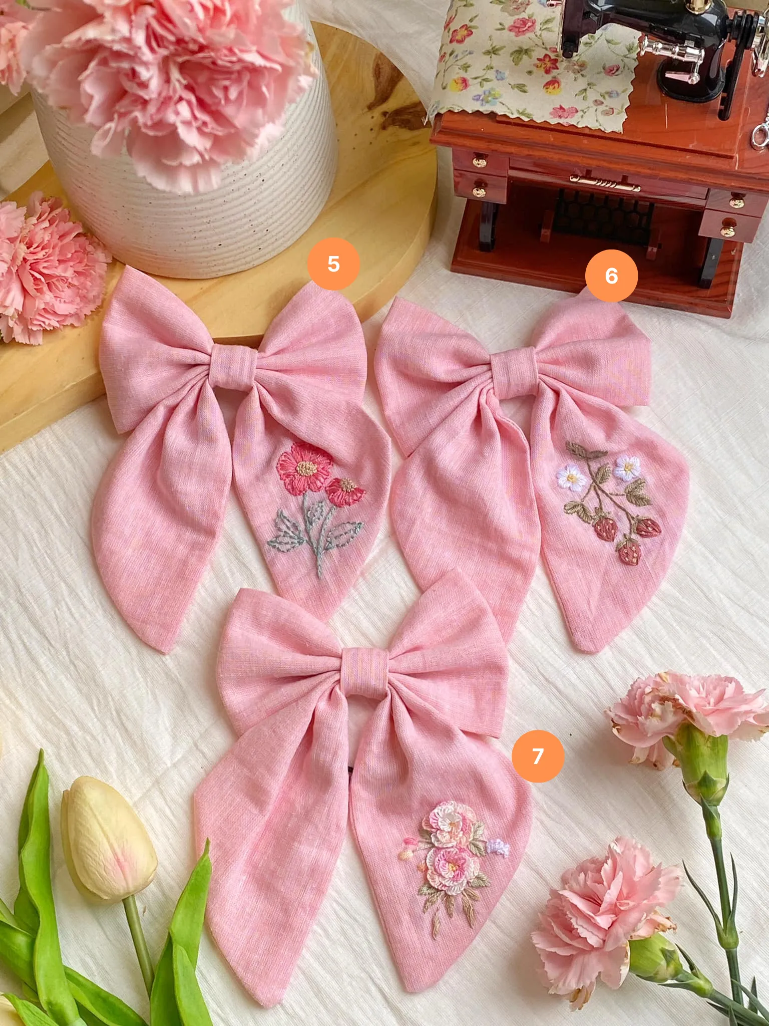Hand Embroidered Custom Hair Bow - Personalized Name Clip for Girls - Unique Bridesmaid Gift