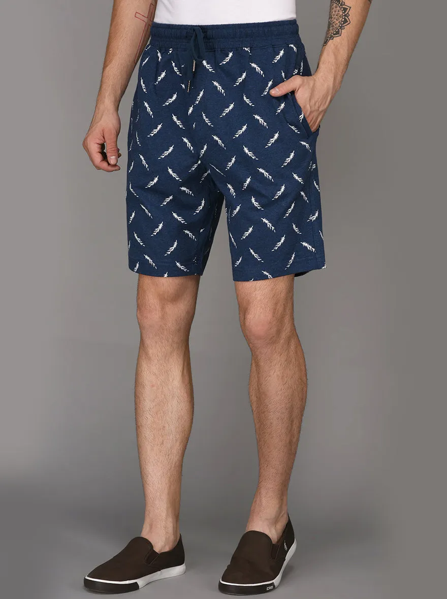JadeBlue Blue Melange Printed Shorts