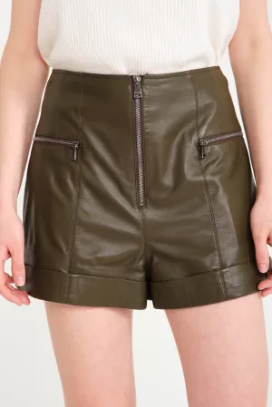 Khaki Leather Short