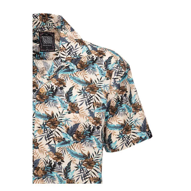 King Kerosin Tropical Summer Hawaii Shirt Beige