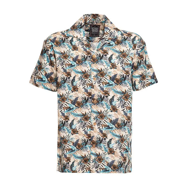 King Kerosin Tropical Summer Hawaii Shirt Beige