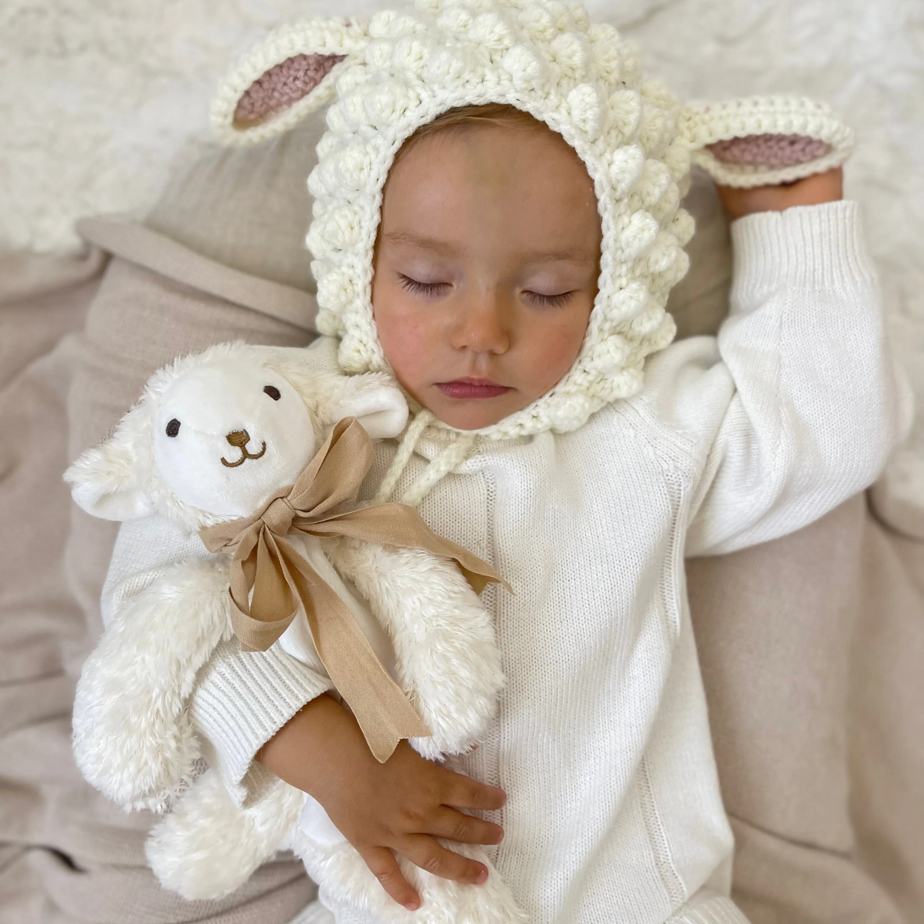 Lamb Comforter Toy - Organic Cotton - Cream/ Buff - 30cm- ***SOLD OUT PRE-ORDER FOR END JANUARY 2025 DELIVERY***