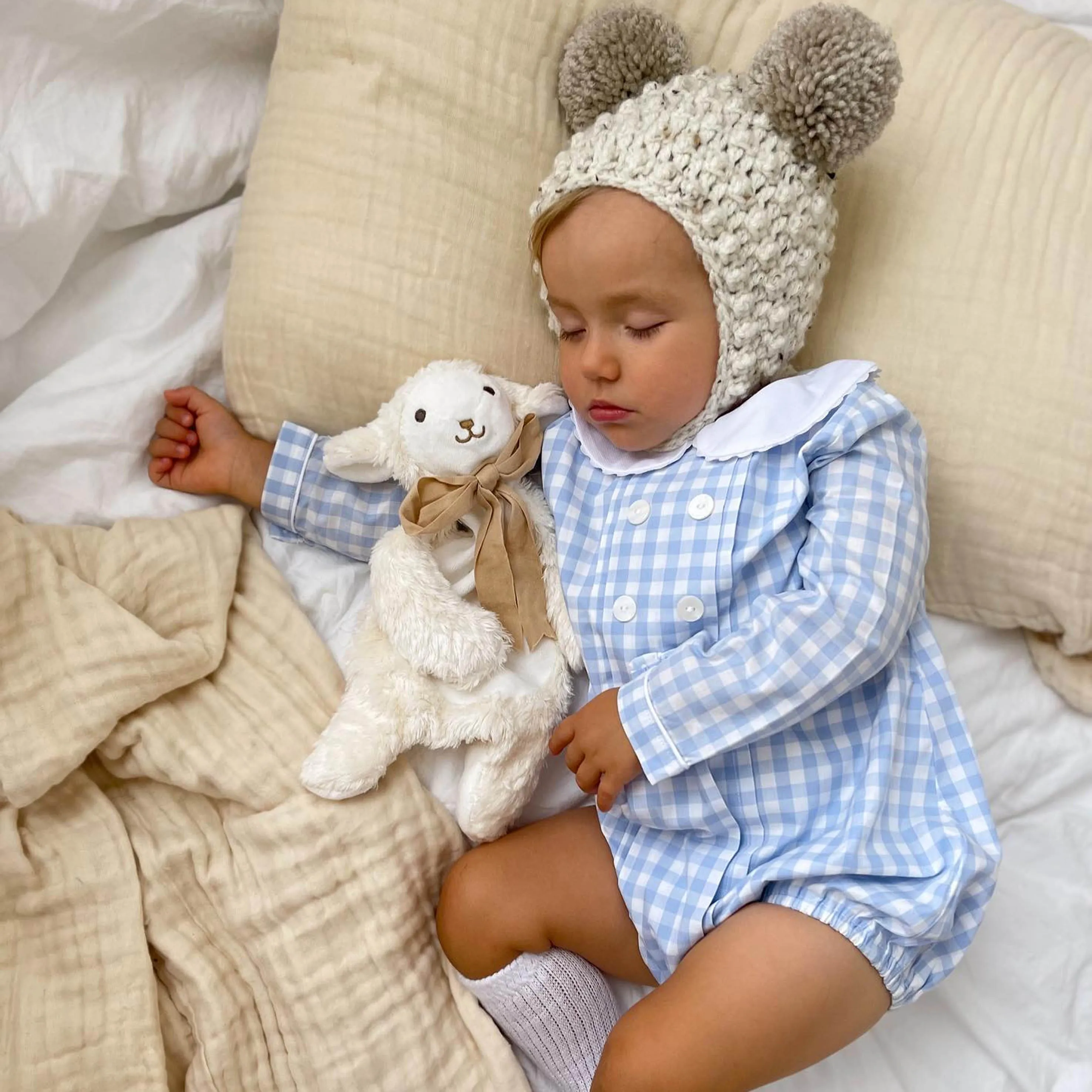 Lamb Comforter Toy - Organic Cotton - Cream/ Buff - 30cm- ***SOLD OUT PRE-ORDER FOR END JANUARY 2025 DELIVERY***