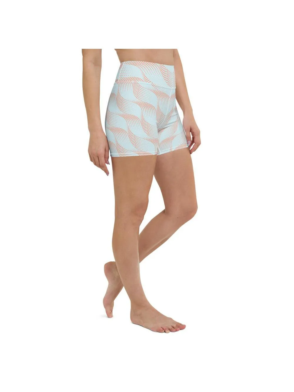 Light Blue & Apricot Wave Yoga Shorts