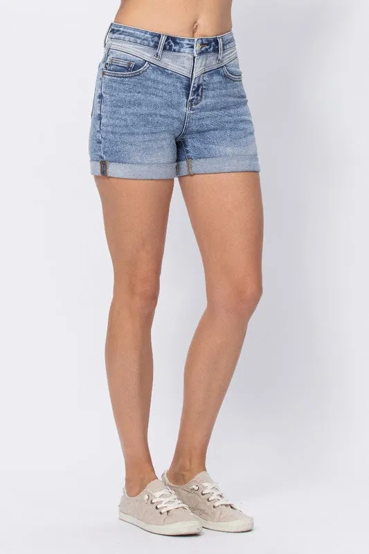 Light Blue Two Tone Denim Shorts
