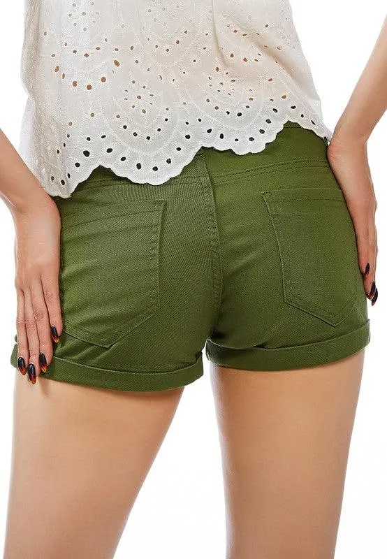 Light Blue Upturned Hem Shorts
