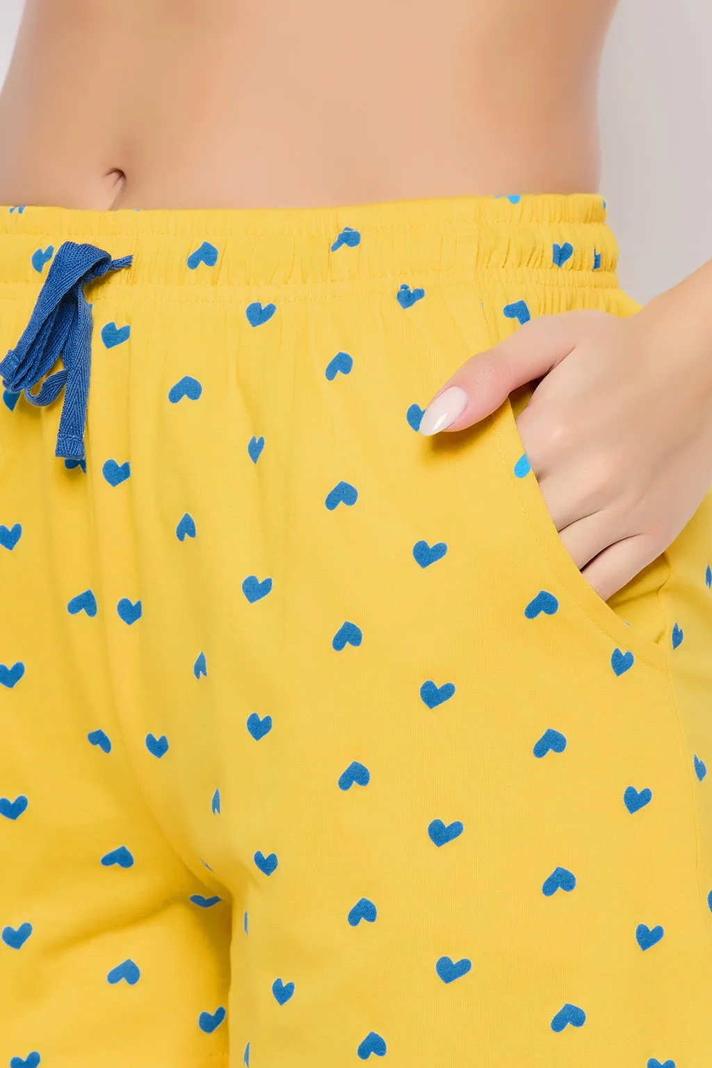 Light Yellow Cotton Printed Button Down Shirt & Shorts Set