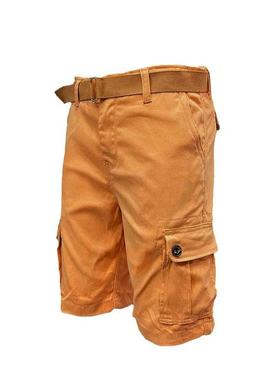 Mens Belted Cargo Shorts With Belt