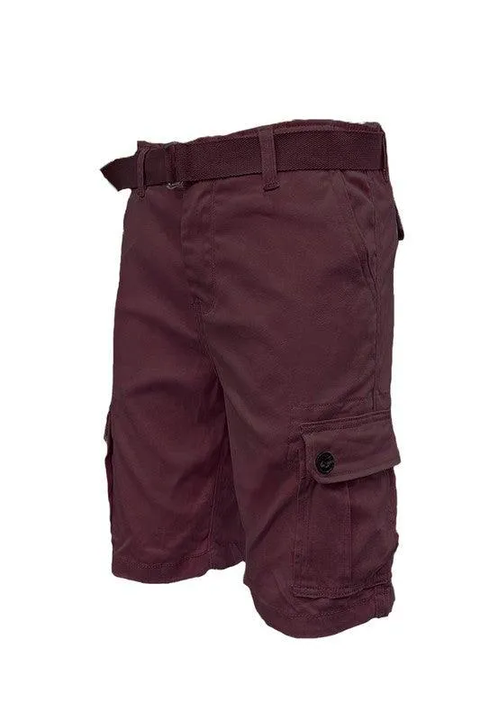 Mens Belted Cargo Shorts With Belt
