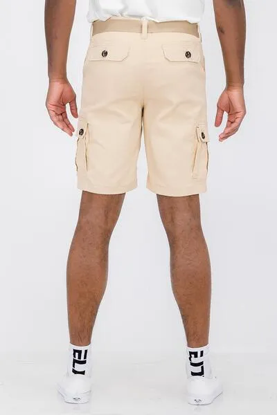 Mens Belted Cargo Shorts With Belt