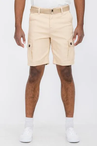 Mens Belted Cargo Shorts With Belt