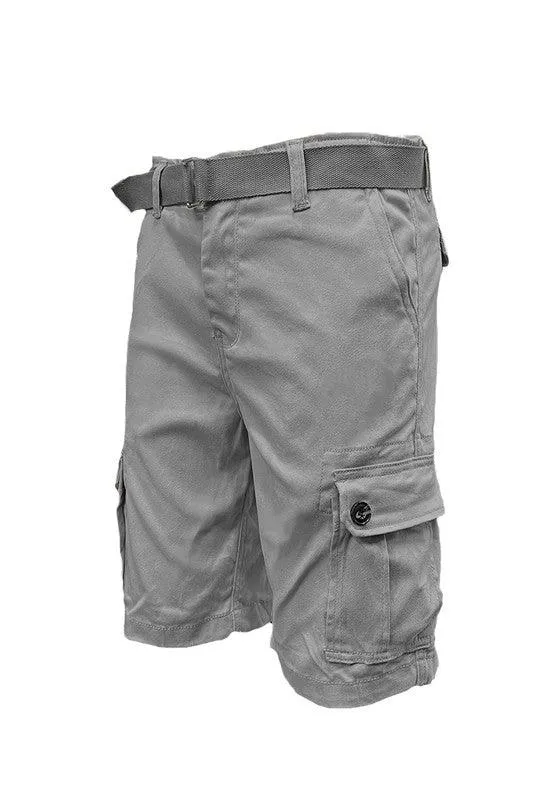 Mens Belted Cargo Shorts With Belt