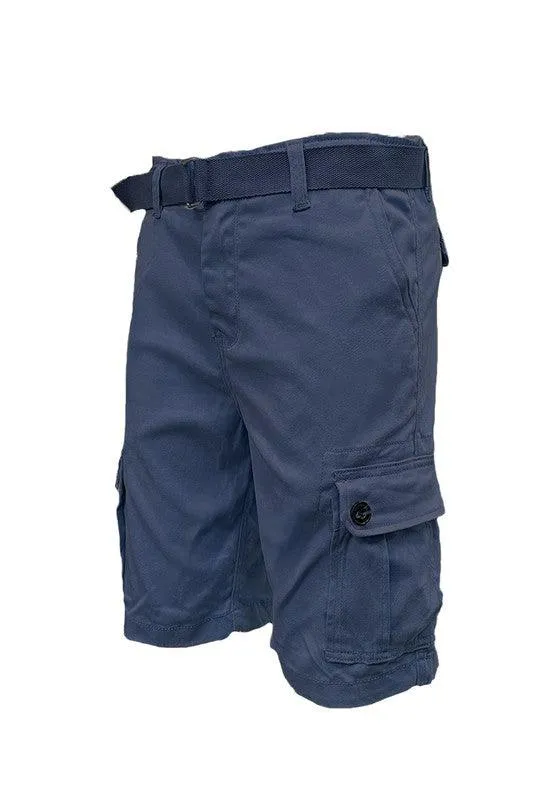 Mens Belted Cargo Shorts With Belt