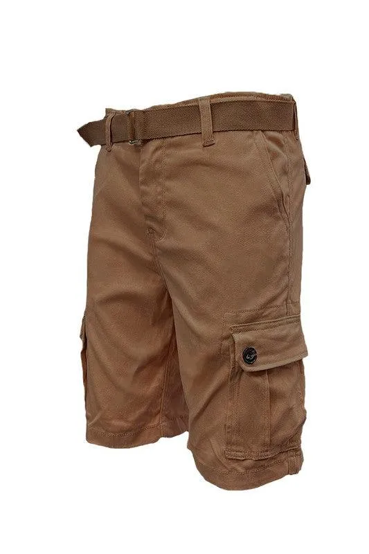 Mens Belted Cargo Shorts With Belt