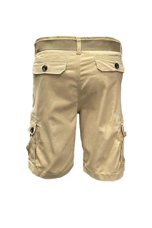 Mens Belted Cargo Shorts With Belt